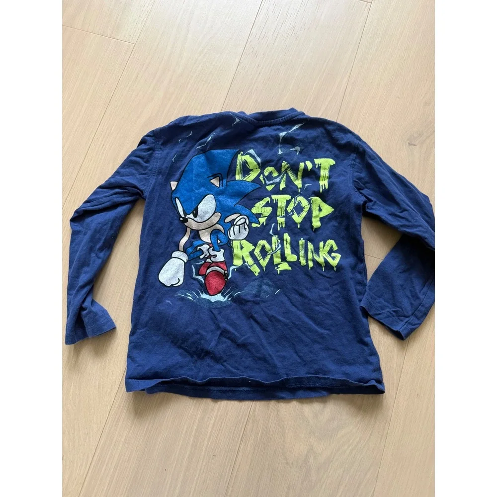 Zara Kids Sonic The Hedgehog Long Sleeve Graphic Tee Navy Blue Size 7 (6-7)
